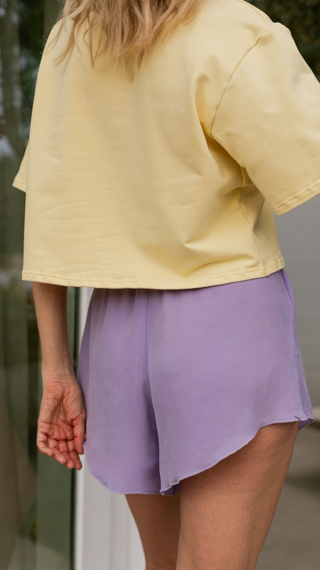 Szorty Under the sun Lavender || Cupro