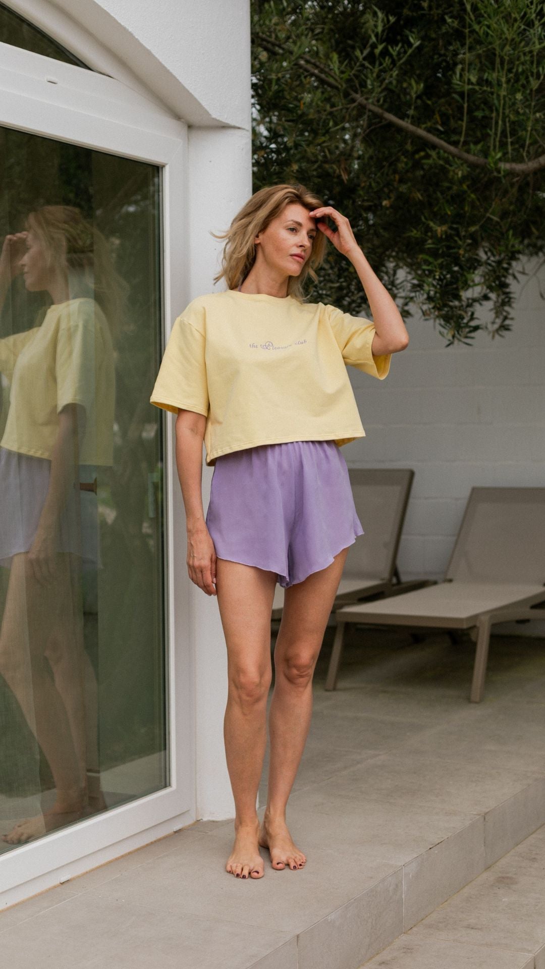 Szorty Under the sun Lavender || Cupro