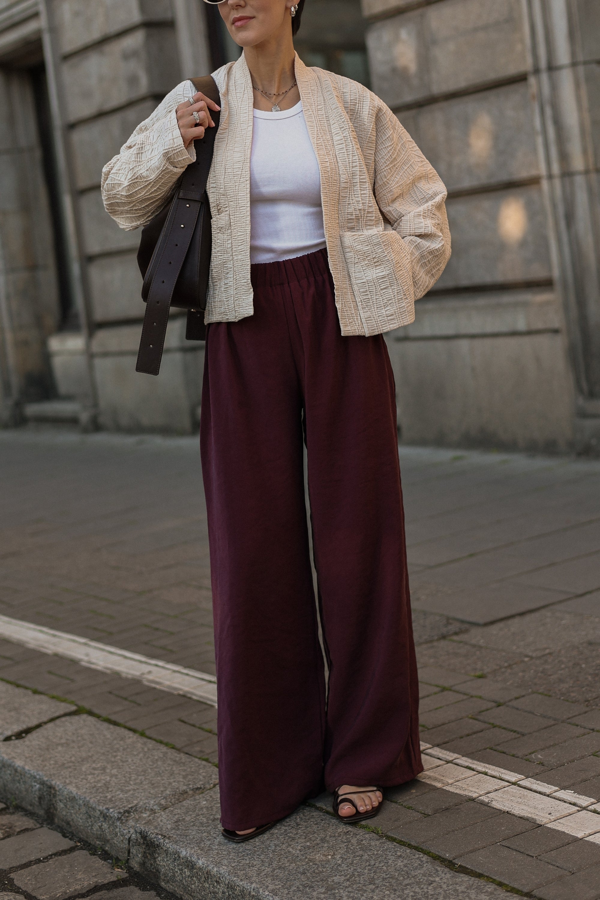 Spodnie Mood Burgund || Wiskoza