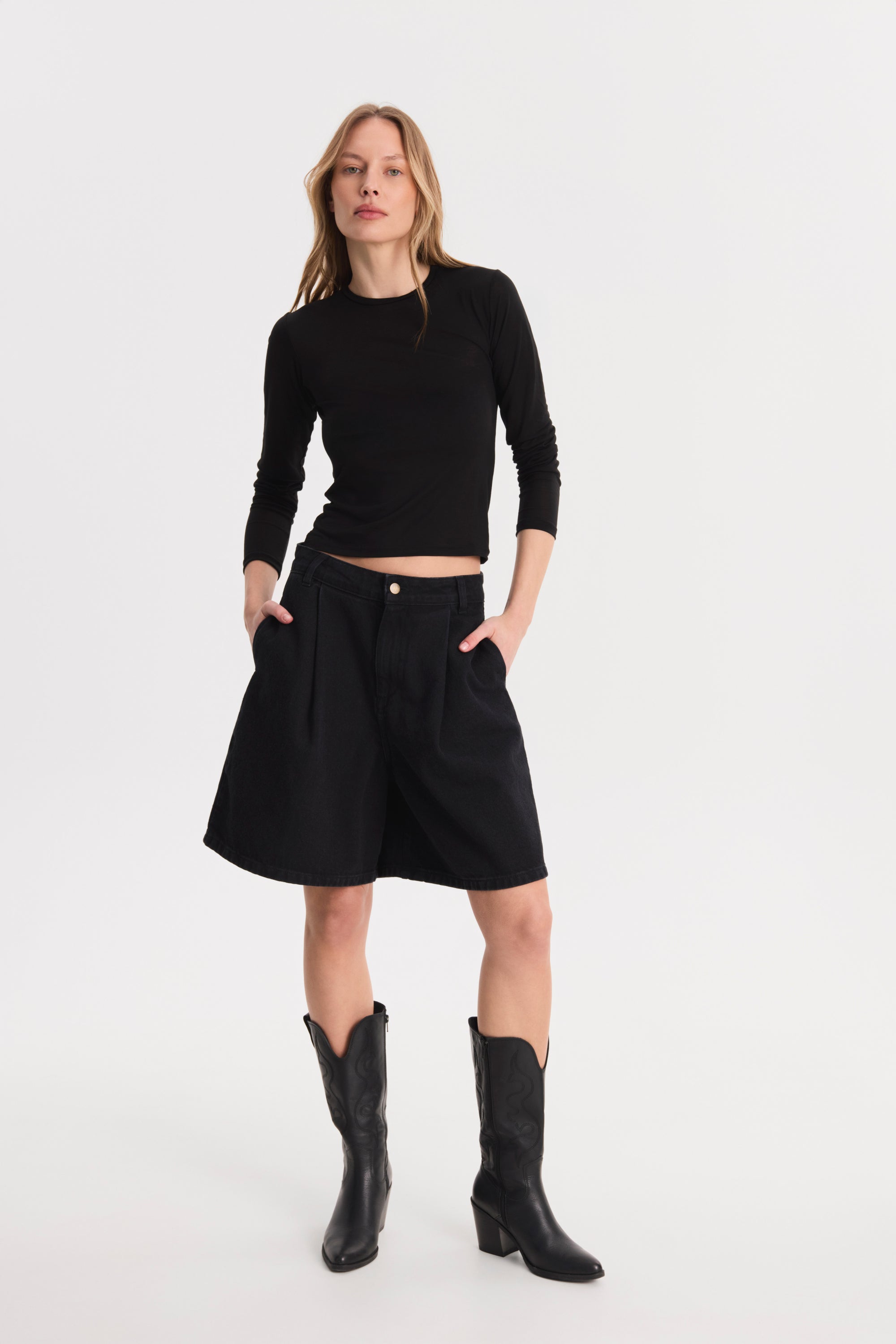 Bermudy Nico Black || Bawełna