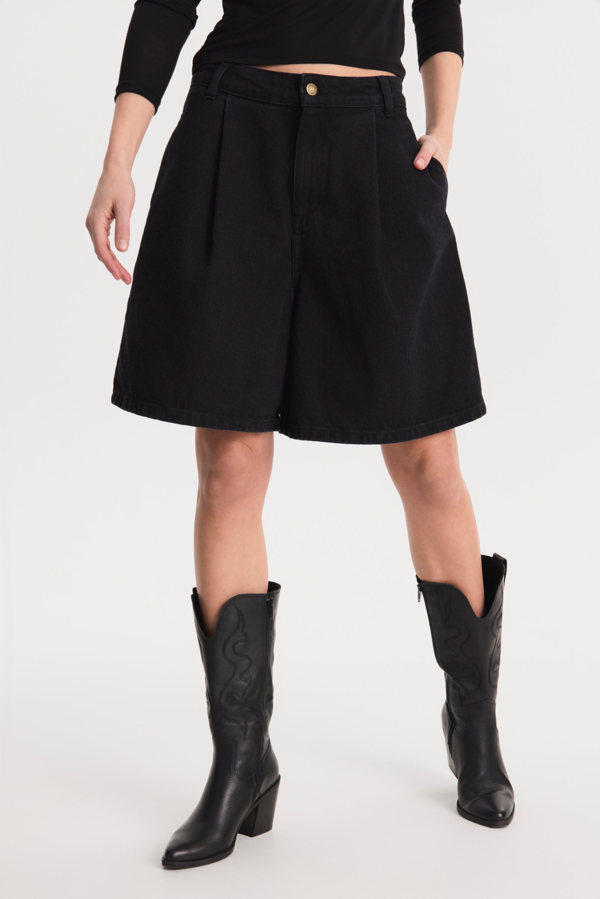 Bermudy Nico Black || Bawełna