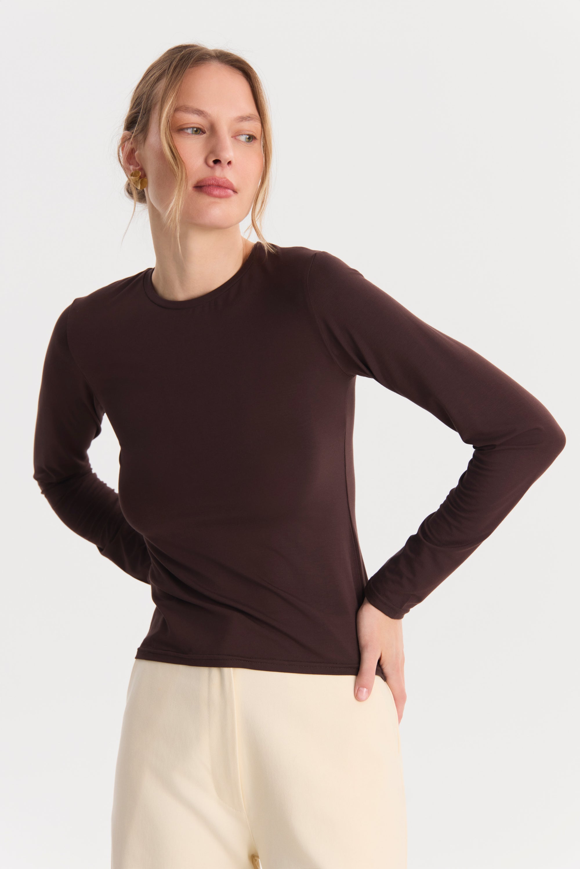 Longsleeve Mist Chocolate brown || Bambus