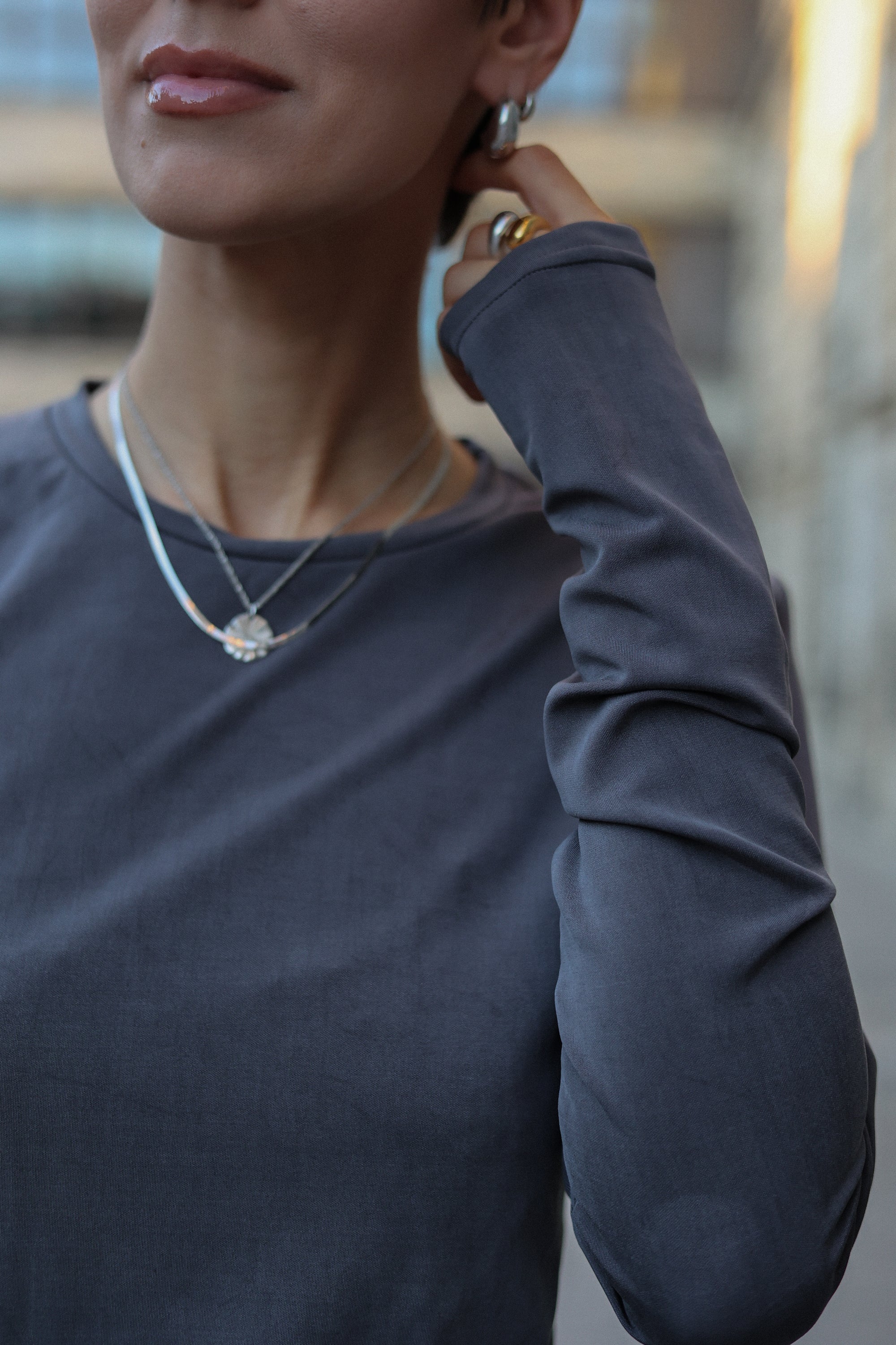 Longsleeve Canvas z poduszkami Dirty silver || Tencel &amp; Wiskoza