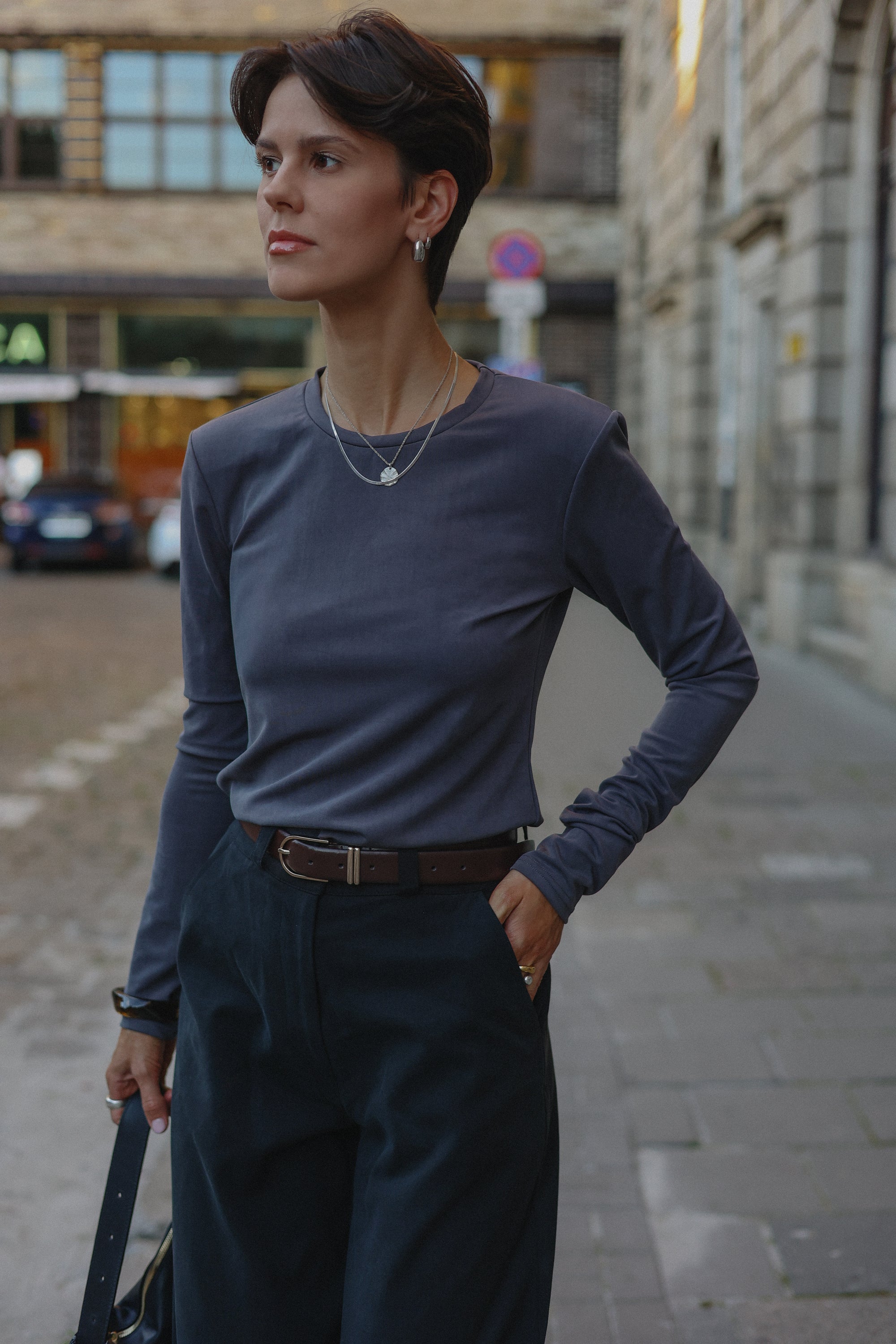 Longsleeve Canvas z poduszkami Dirty silver || Tencel &amp; Wiskoza