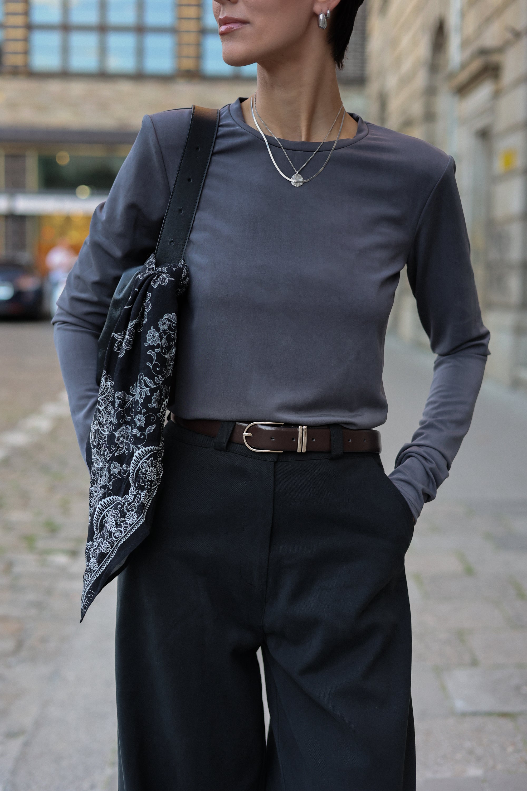 Longsleeve Canvas z poduszkami Dirty silver || Tencel &amp; Wiskoza