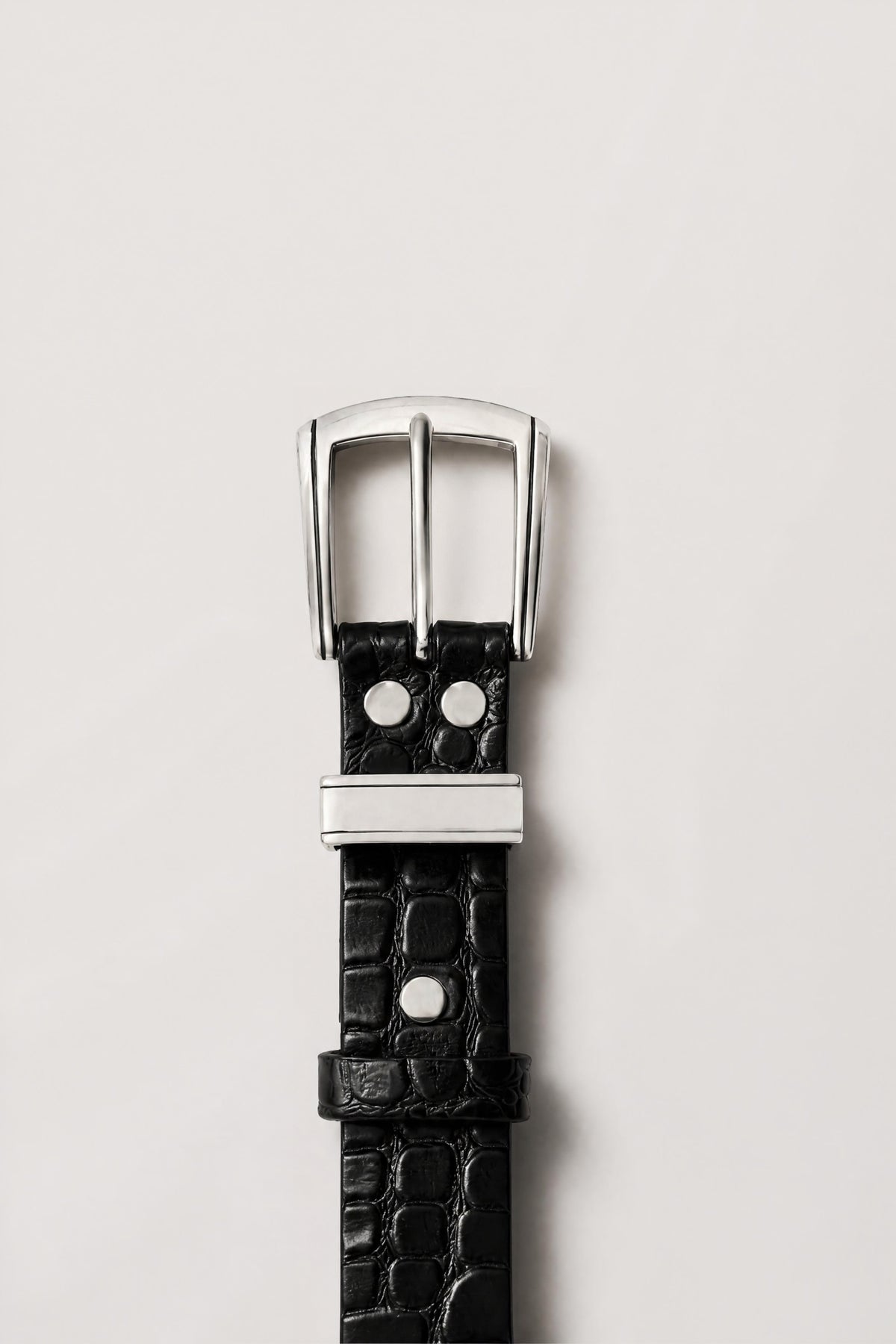 Pasek skórzany Croco Black || Skóra